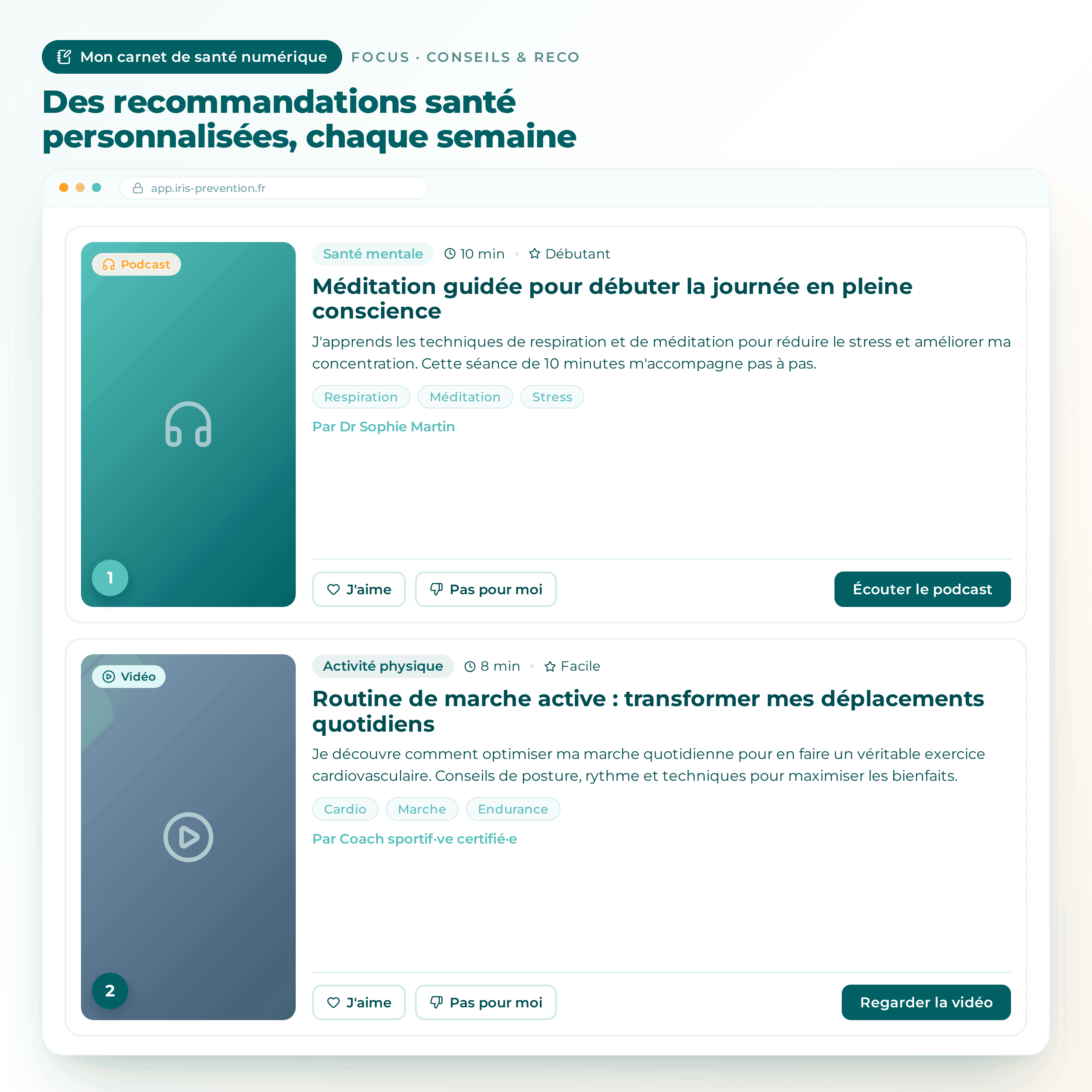 Application IRIS Prévention — conseils et recommandations santé personnalisés
